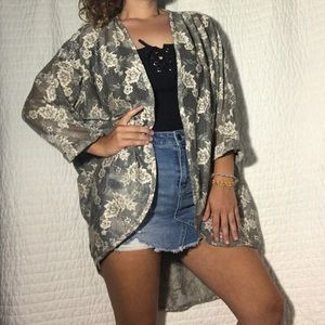 SALE💛Lacy Black and White Oversized Cardigan